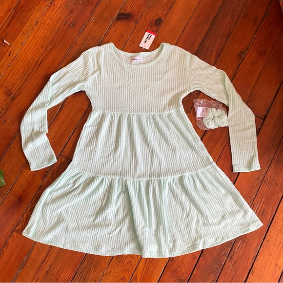 Epic Threads Girls Waffle Tiered Dress with Scrunchie Mint Candy Size L NWT - Picture 3 of 8